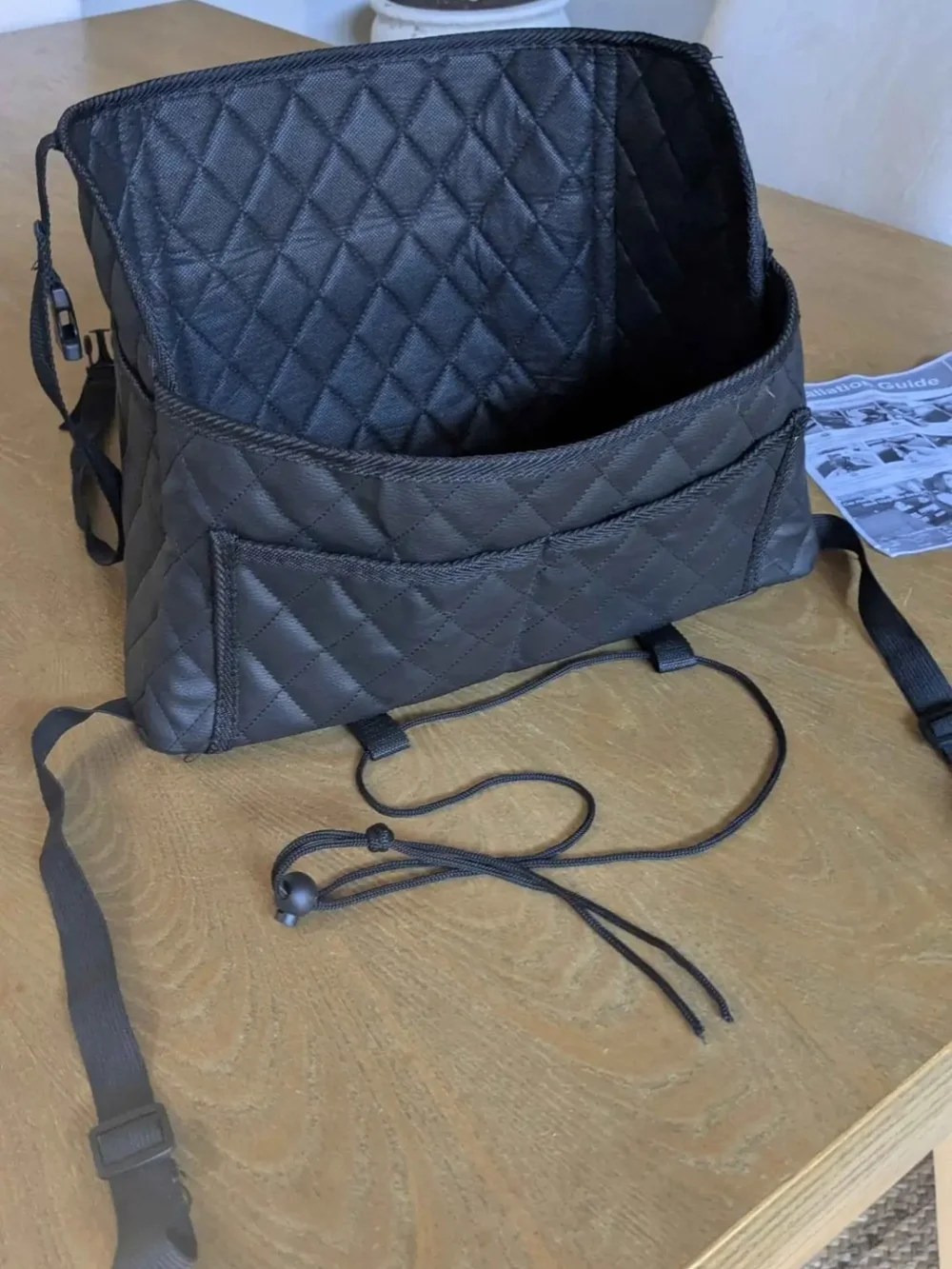 Quilted Black car purse/ car essentials organizer-